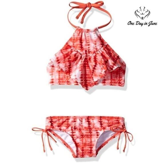 Kanu Surf Morgan Ruffle Halter Bikini Swimsuit Size 14 - Picture 1 of 4